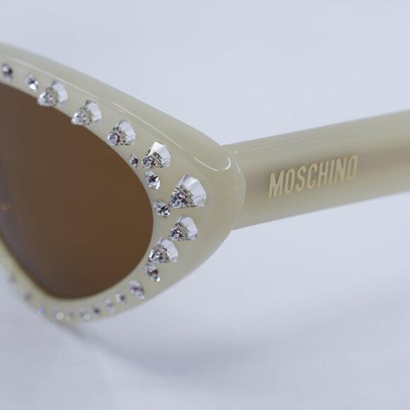 Moschino MOS006/S/STR 0SZJ 70 Sunglasses Ivory Cat Eye Frame, Brown Lenses main image 12